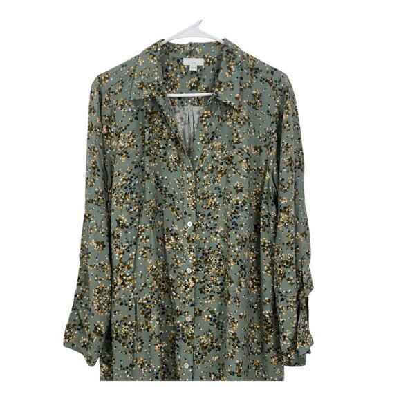 J.Jill Womens Floral-Print Button-Front Tunic Roll Tap Sleeves Relaxed Fit Sz L - Picture 5 of 12